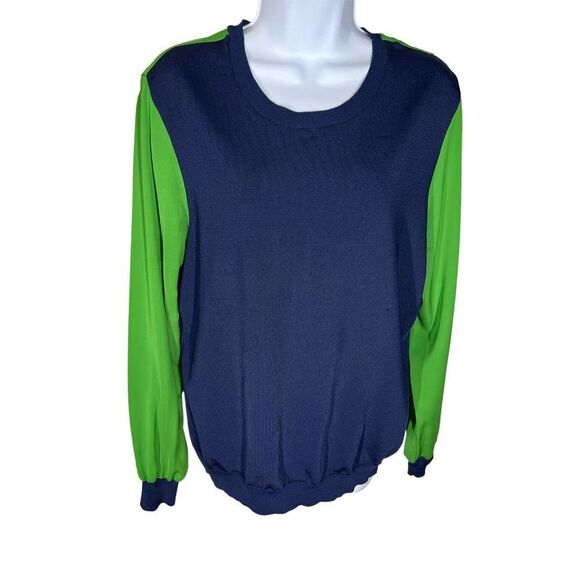 3.1 Phillip Lim For Target Navy Blue Green Colorblock Sweater Women's Size L - Picture 1 of 5